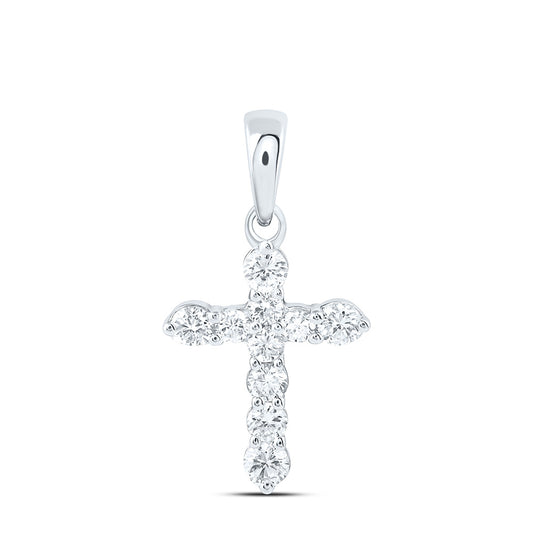 14k White Gold 0.25 CTW Lab Grown Diamond Fashion Cross Pendant