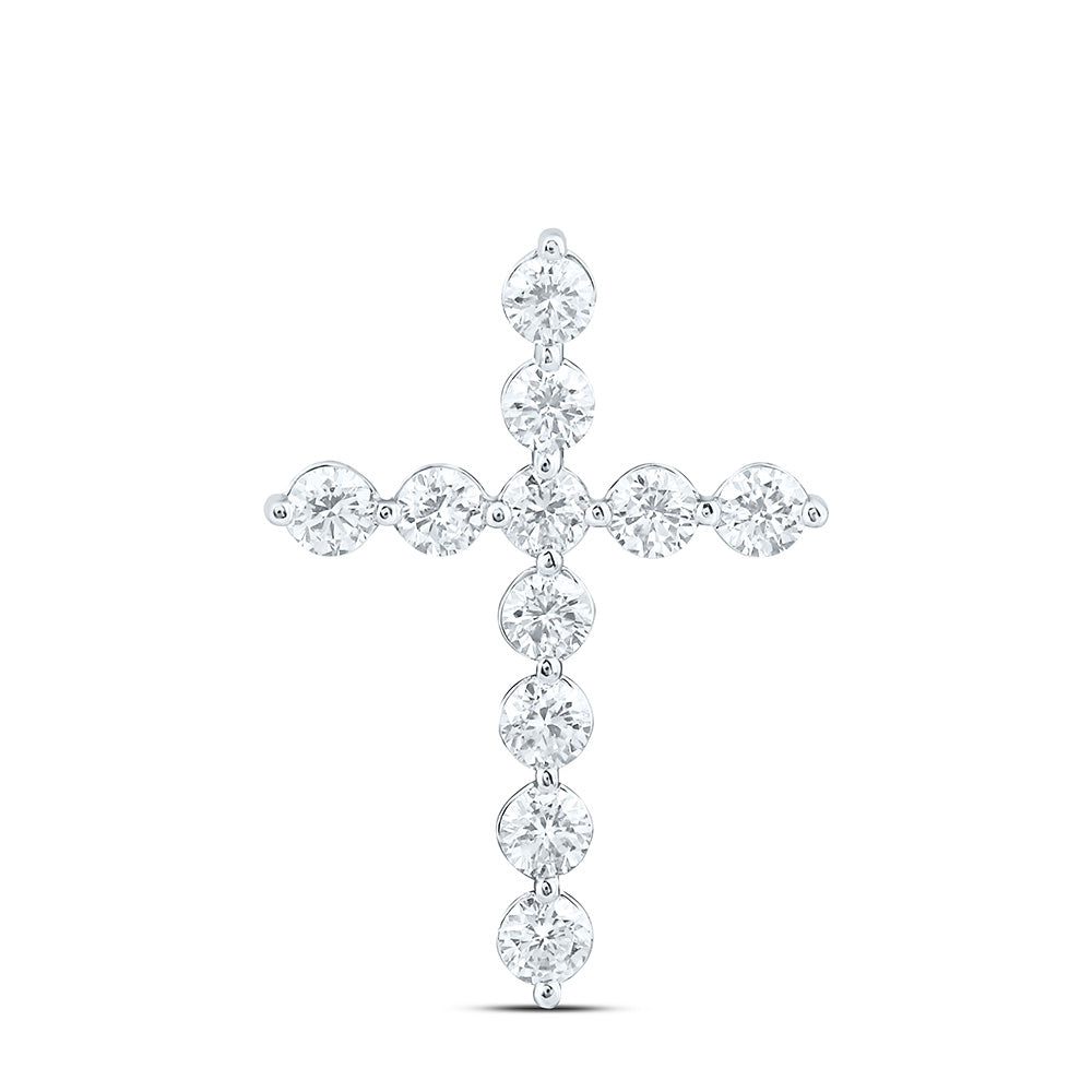 14k White Gold 0.5 CTW Lab Grown Diamond Fashion Cross Pendant