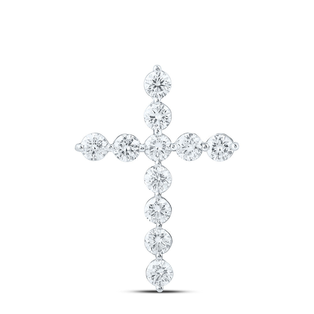 14k White Gold 1 CTW Lab Grown Diamond Fashion Cross Pendant
