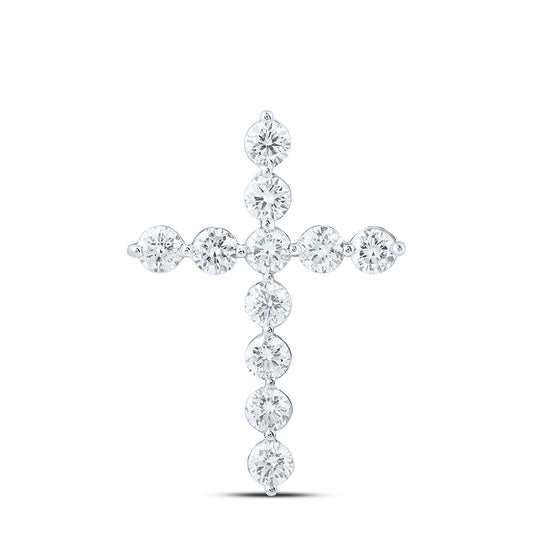 14k White Gold 1 CTW Lab Grown Diamond Fashion Cross Pendant