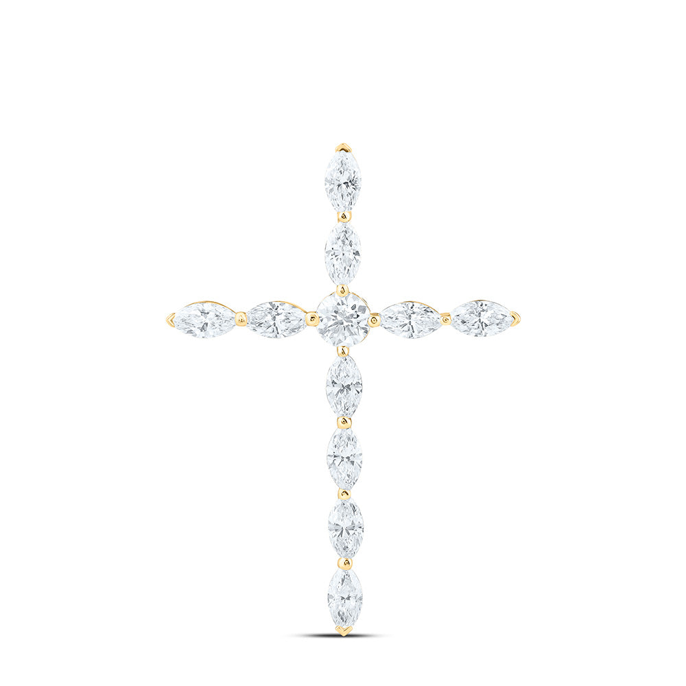 14k Yellow Gold 1 CTW Lab Grown Diamond Fashion Cross Pendant