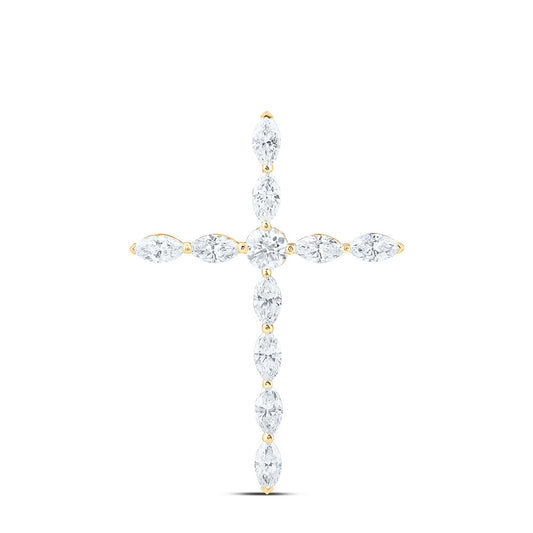 14k Yellow Gold 1 CTW Lab Grown Diamond Fashion Cross Pendant