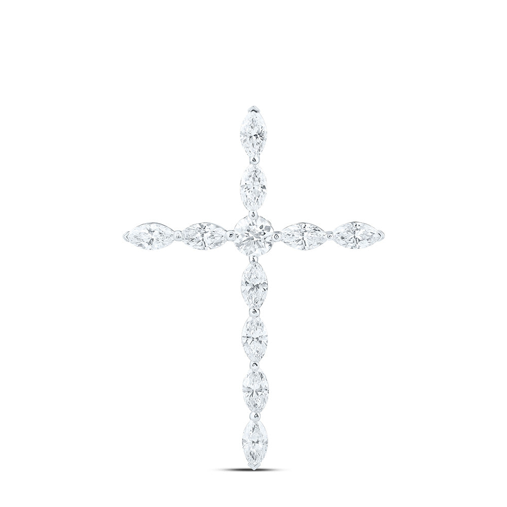 14k White Gold 1 CTW Lab Grown Diamond Fashion Cross Pendant