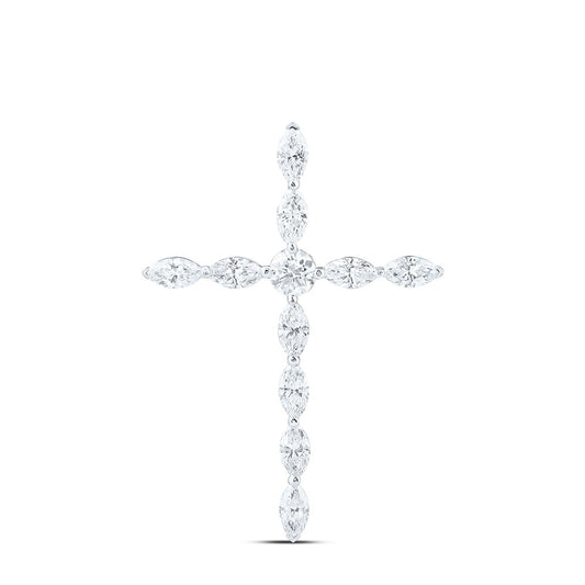 14k White Gold 1 CTW Lab Grown Diamond Fashion Cross Pendant