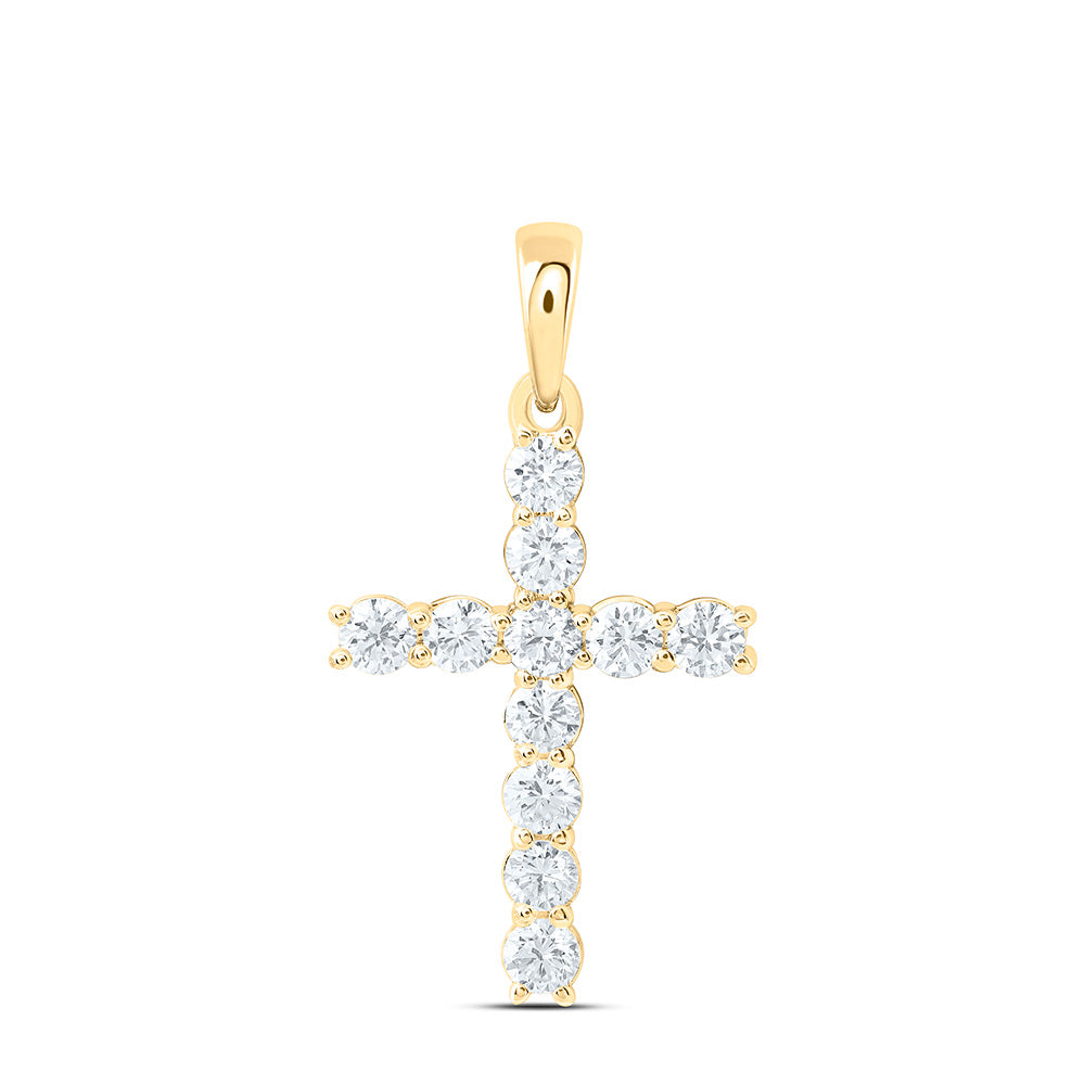14k Yellow Gold 0.5 CTW Lab Grown Diamond Fashion Cross Pendant
