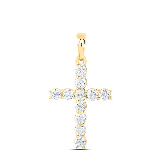 14k Yellow Gold 0.5 CTW Lab Grown Diamond Fashion Cross Pendant
