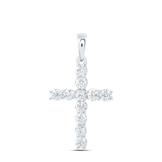 14k White Gold 0.5 CTW Lab Grown Diamond Fashion Cross Pendant