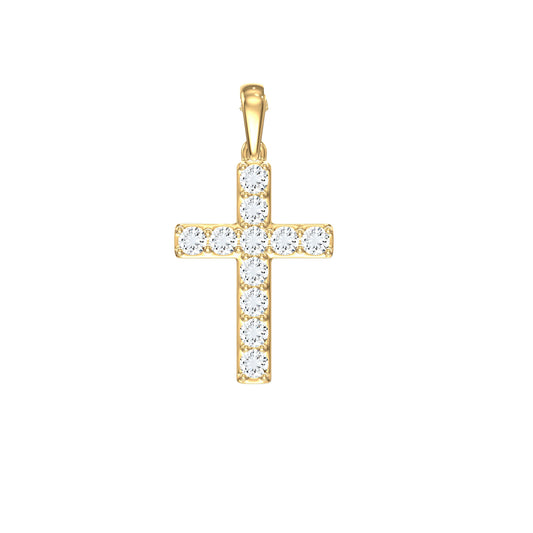 14k Yellow Gold 0.75 CTW Lab Grown Diamond Fashion Cross Pendant