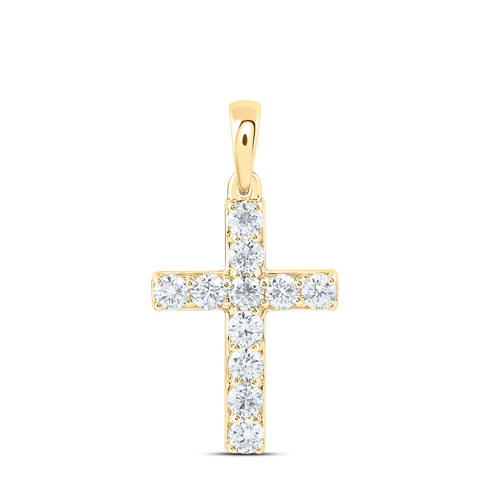 14k Yellow Gold 0.5 CTW Lab Grown Diamond Fashion Cross Pendant