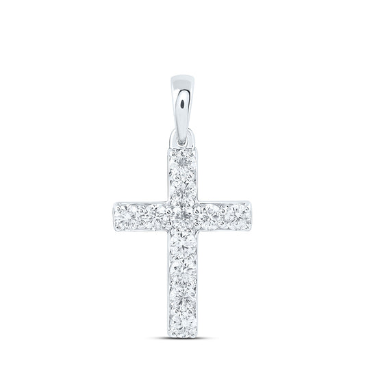 14k White Gold 0.5 CTW Lab Grown Diamond Fashion Cross Pendant