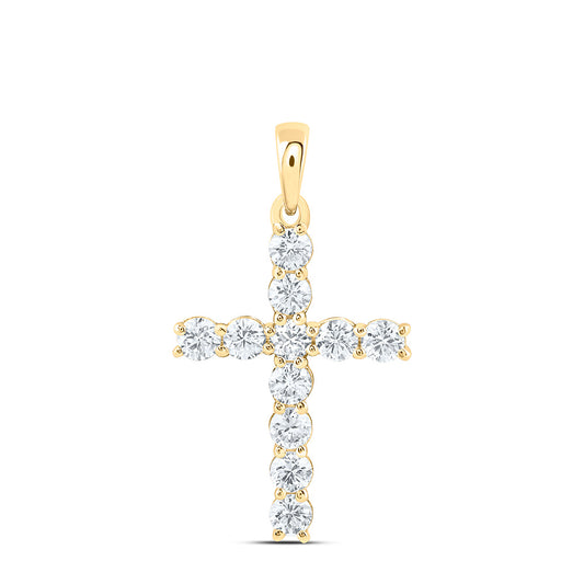 14k Yellow Gold 0.75 CTW Lab Grown Diamond Fashion Cross Pendant