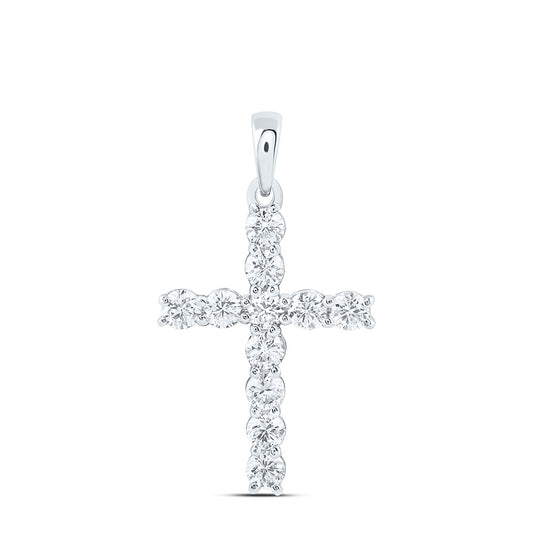 14k White Gold 0.75 CTW Lab Grown Diamond Fashion Cross Pendant