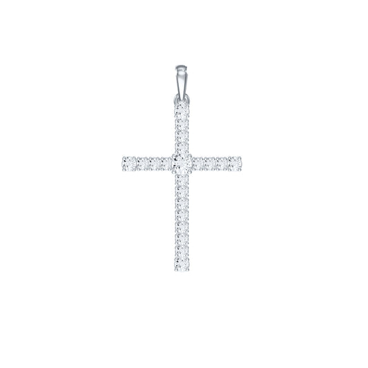 14k White Gold 0.625 CTW Lab Grown Diamond Fashion Cross Pendant