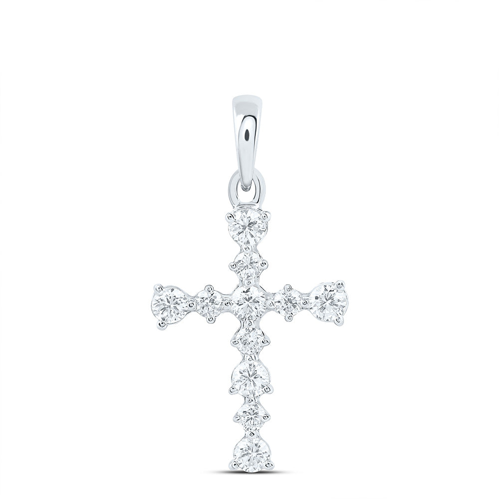 14k White Gold 0.25 CTW Lab Grown Diamond Fashion Cross Pendant