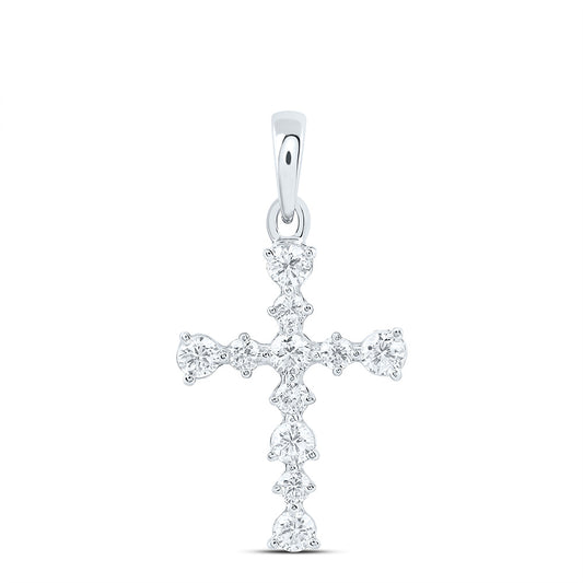 14k White Gold 0.25 CTW Lab Grown Diamond Fashion Cross Pendant