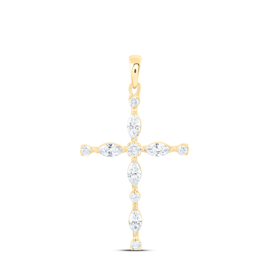 14k Yellow Gold 0.375 CTW Lab Grown Diamond Fashion Cross Pendant
