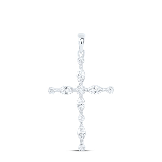 14k White Gold 0.375 CTW Lab Grown Diamond Fashion Cross Pendant