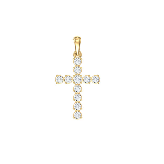 14k Yellow Gold 0.375 CTW Lab Grown Diamond Fashion Cross Pendant