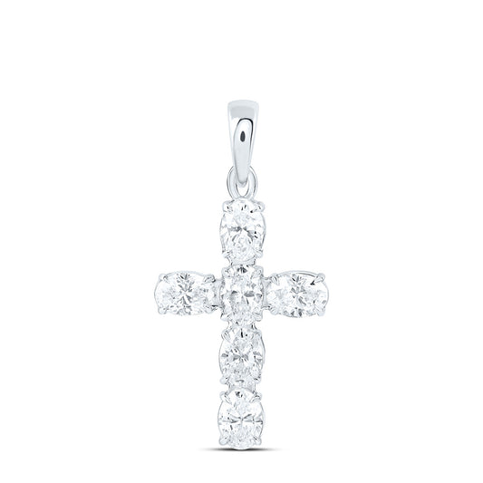 14k White Gold 0.75 CTW Lab Grown Diamond Fashion Cross Pendant