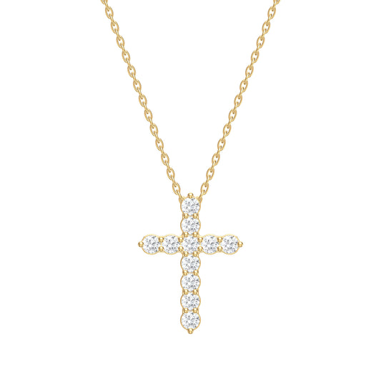 14k Yellow Gold 0.16 CTW Lab Grown Diamond Fashion Cross Pendant