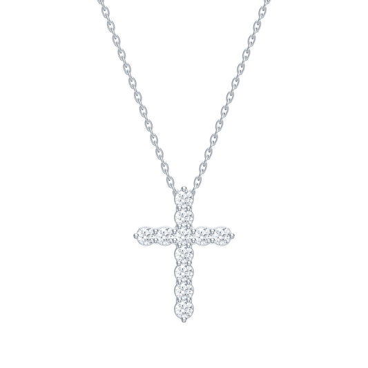14k White Gold 0.16 CTW Lab Grown Diamond Fashion Cross Pendant