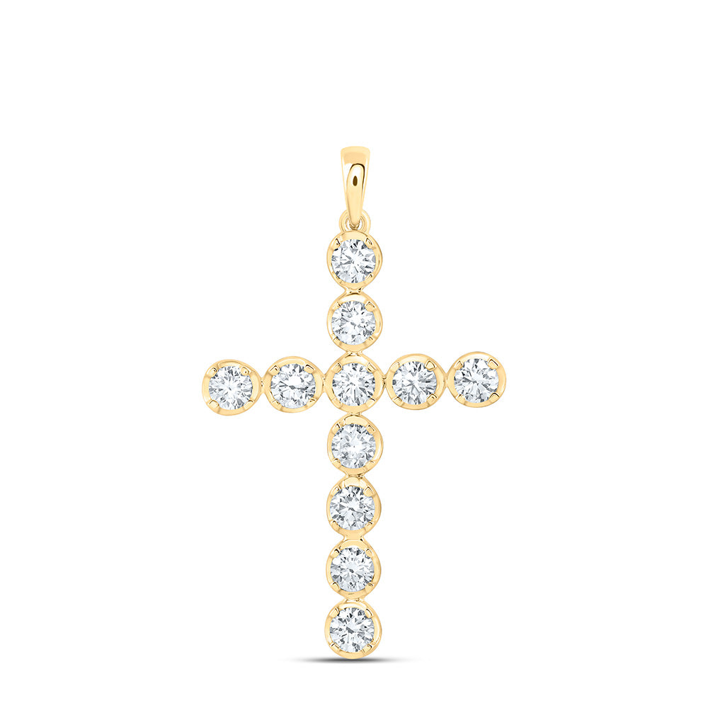 14k Yellow Gold 1 CTW Lab Grown Diamond Fashion Cross Pendant