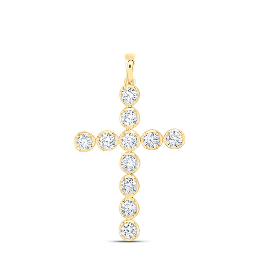 14k Yellow Gold 1 CTW Lab Grown Diamond Fashion Cross Pendant