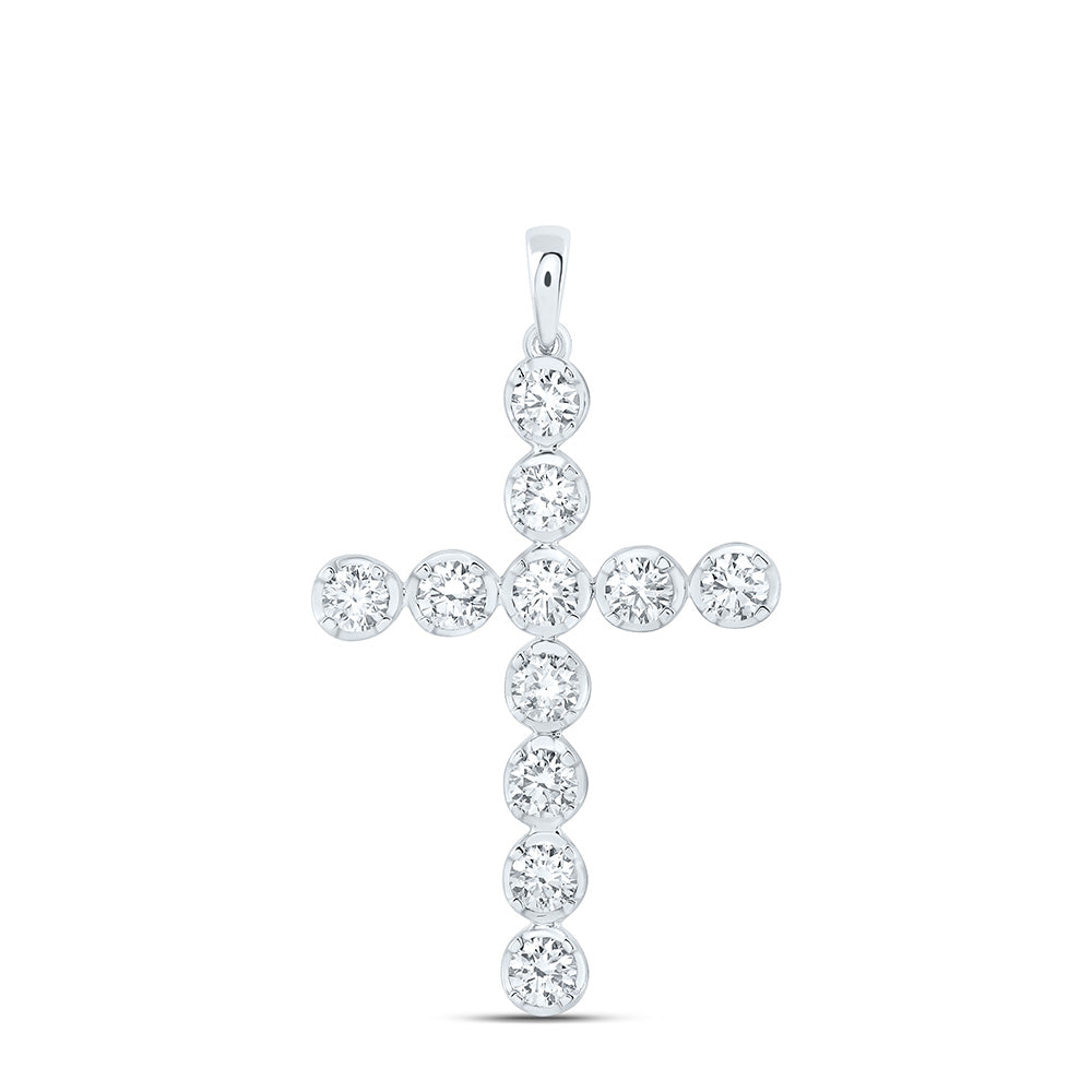 14k White Gold 1 CTW Lab Grown Diamond Fashion Cross Pendant