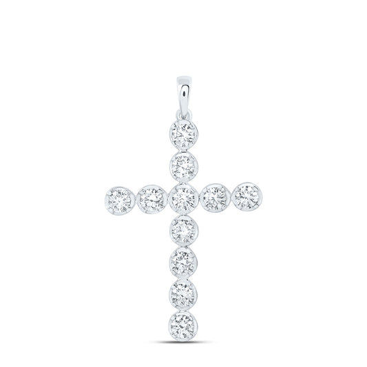 14k White Gold 1 CTW Lab Grown Diamond Fashion Cross Pendant