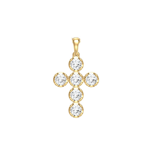 14k Yellow Gold 1 CTW Lab Grown Diamond Fashion Cross Pendant