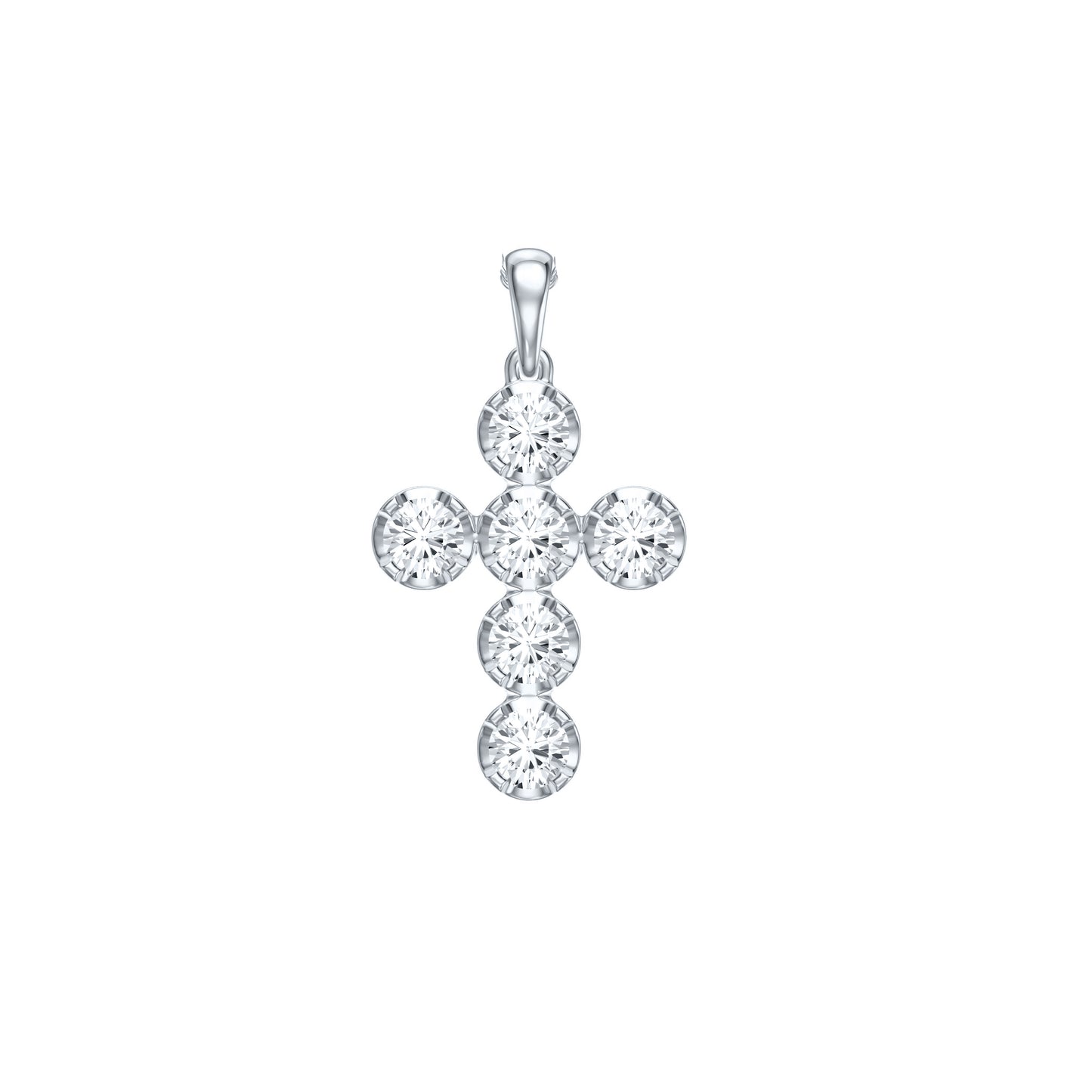 14k White Gold 1 CTW Lab Grown Diamond Fashion Cross Pendant
