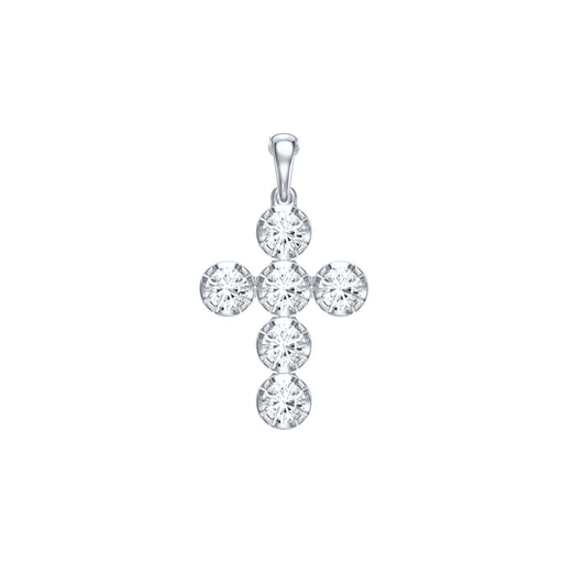 14k White Gold 1 CTW Lab Grown Diamond Fashion Cross Pendant