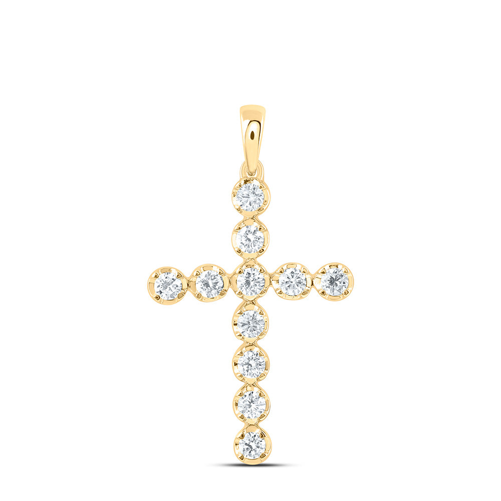 14k Yellow Gold 0.5 CTW Lab Grown Diamond Fashion Cross Pendant