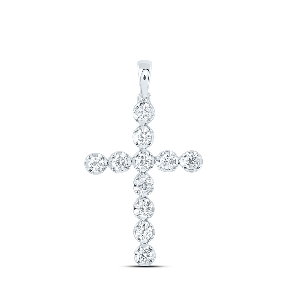14k White Gold 0.5 CTW Lab Grown Diamond Fashion Cross Pendant