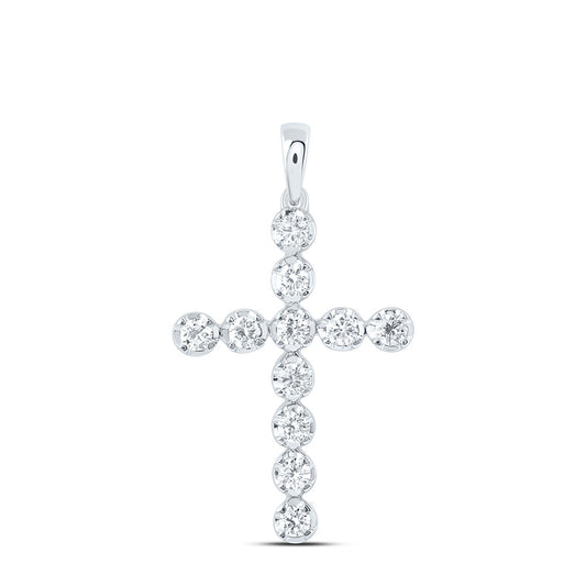 14k White Gold 0.5 CTW Lab Grown Diamond Fashion Cross Pendant