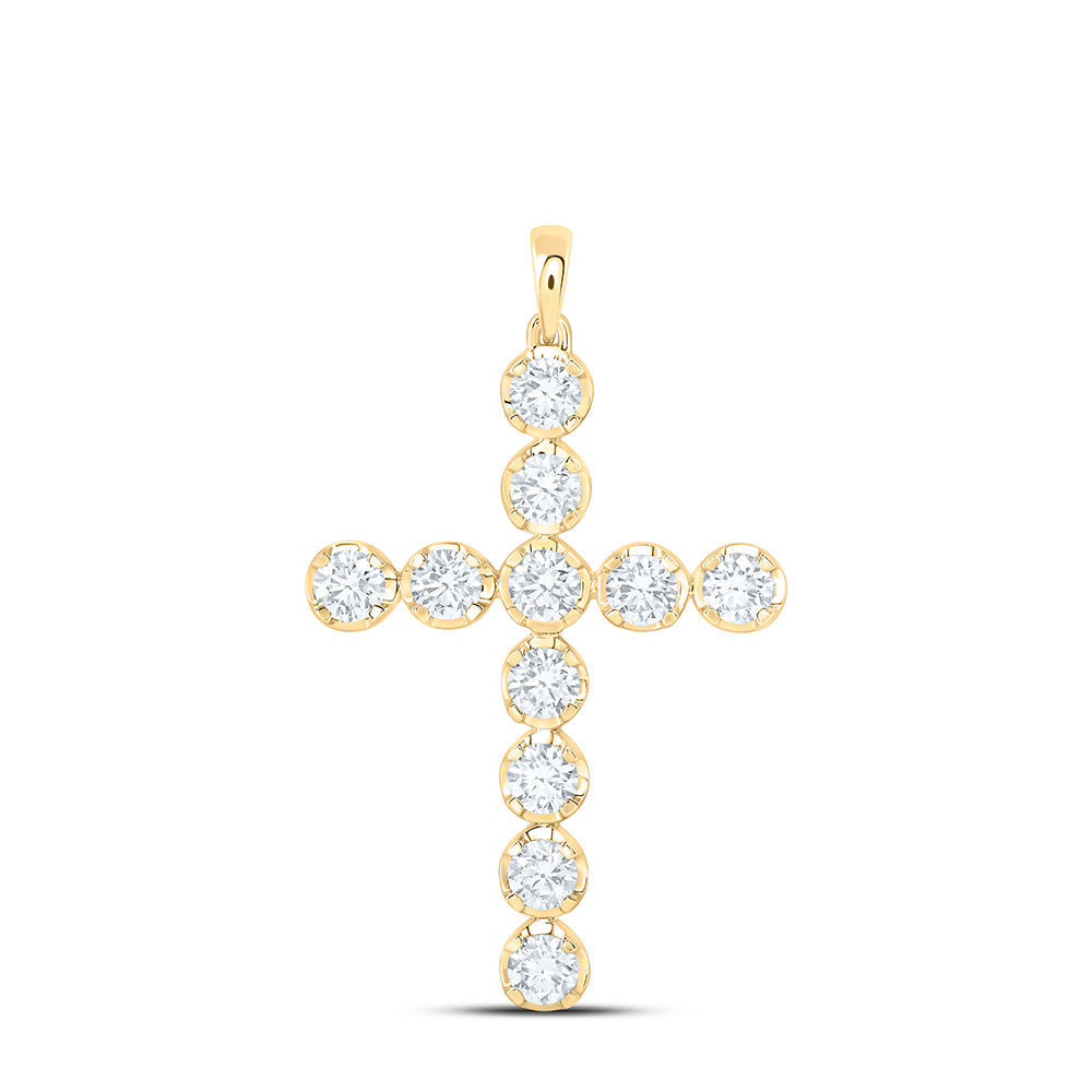 14k Yellow Gold 1.75 CTW Lab Grown Diamond Fashion Cross Pendant