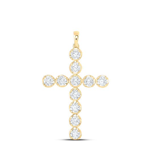 14k Yellow Gold 1.75 CTW Lab Grown Diamond Fashion Cross Pendant