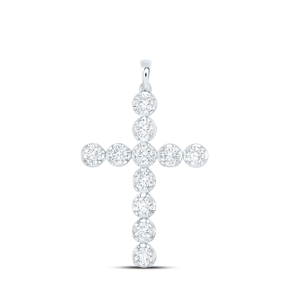 14k White Gold 1.75 CTW Lab Grown Diamond Fashion Cross Pendant