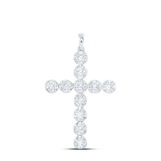 14k White Gold 1.75 CTW Lab Grown Diamond Fashion Cross Pendant
