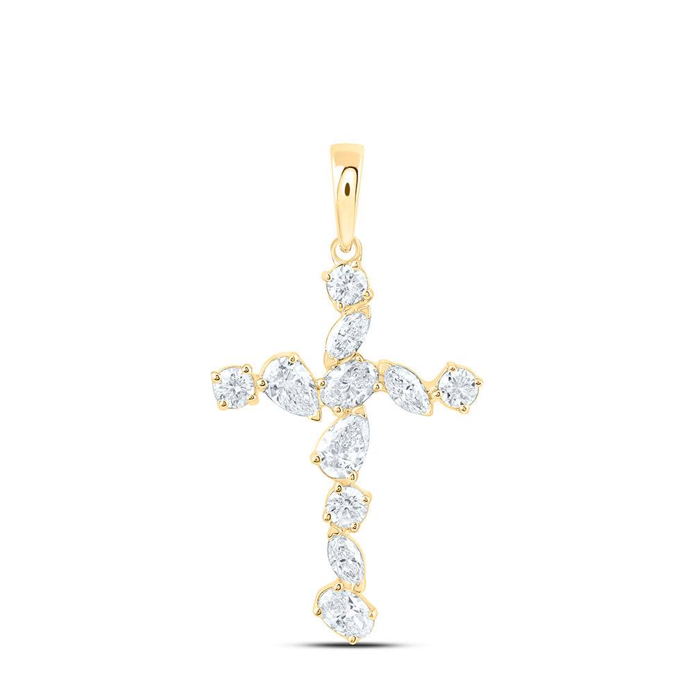 14k Yellow Gold 0.5 CTW Lab Grown Diamond Fashion Cross Pendant