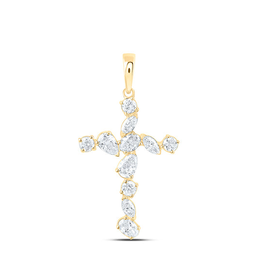 14k Yellow Gold 0.5 CTW Lab Grown Diamond Fashion Cross Pendant