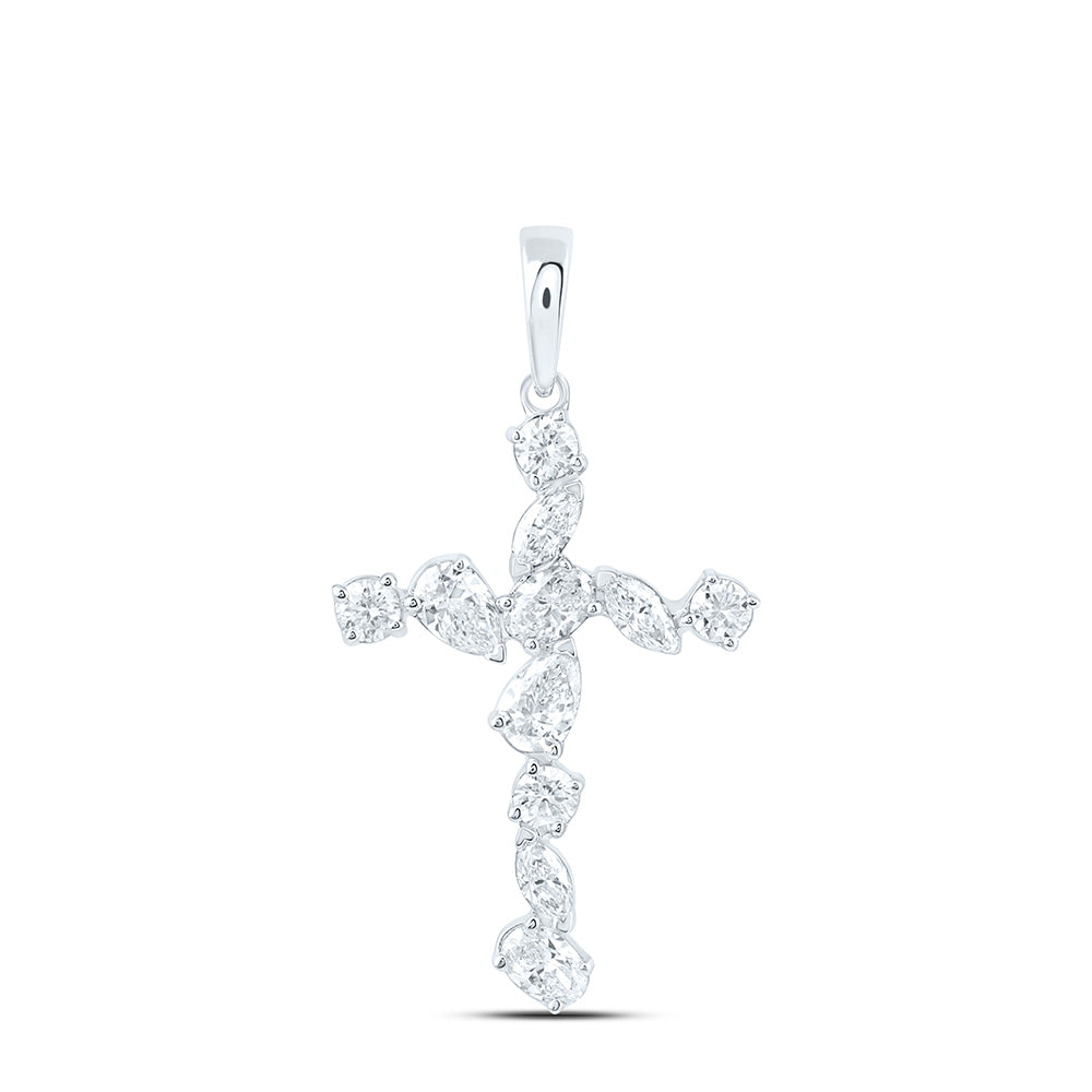 14k White Gold 0.5 CTW Lab Grown Diamond Fashion Cross Pendant
