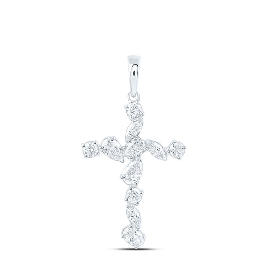 14k White Gold 0.5 CTW Lab Grown Diamond Fashion Cross Pendant