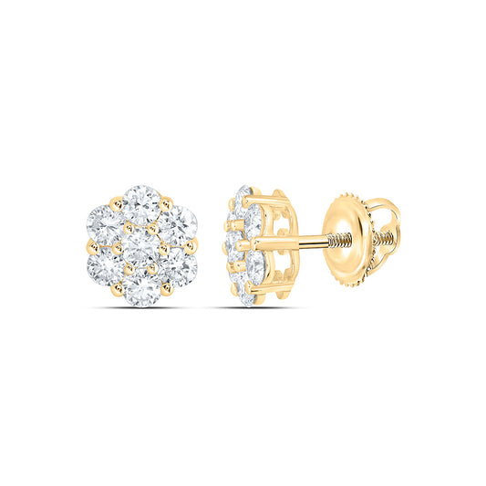 10k Yellow Gold 1 CTW Lab Grown Diamond Fashion Flower Stud Earrings