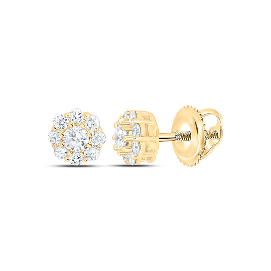 10k Yellow Gold 0.25 CTW Lab Grown Diamond Fashion Flower Stud Earrings