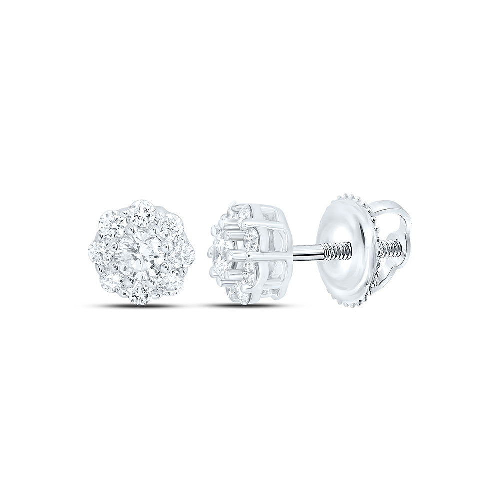 10k White Gold 0.25 CTW Lab Grown Diamond Fashion Flower Stud Earrings