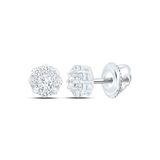 10k White Gold 0.25 CTW Lab Grown Diamond Fashion Flower Stud Earrings
