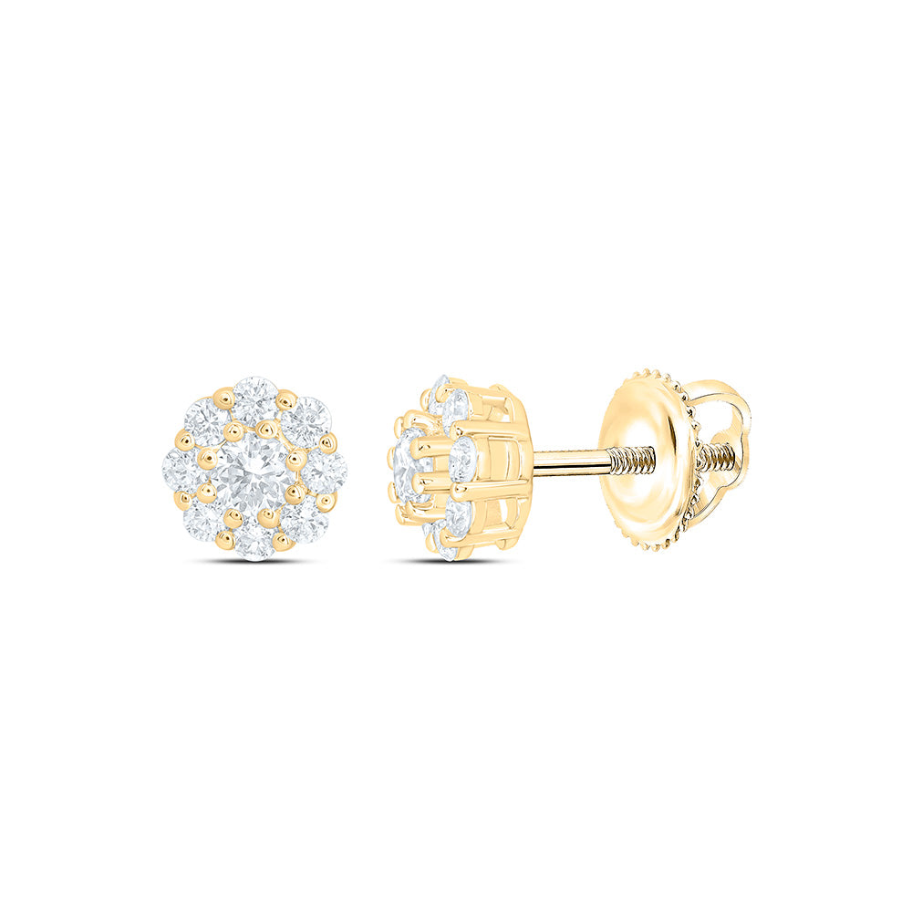 10k Yellow Gold 0.33 CTW Lab Grown Diamond Fashion Flower Stud Earrings