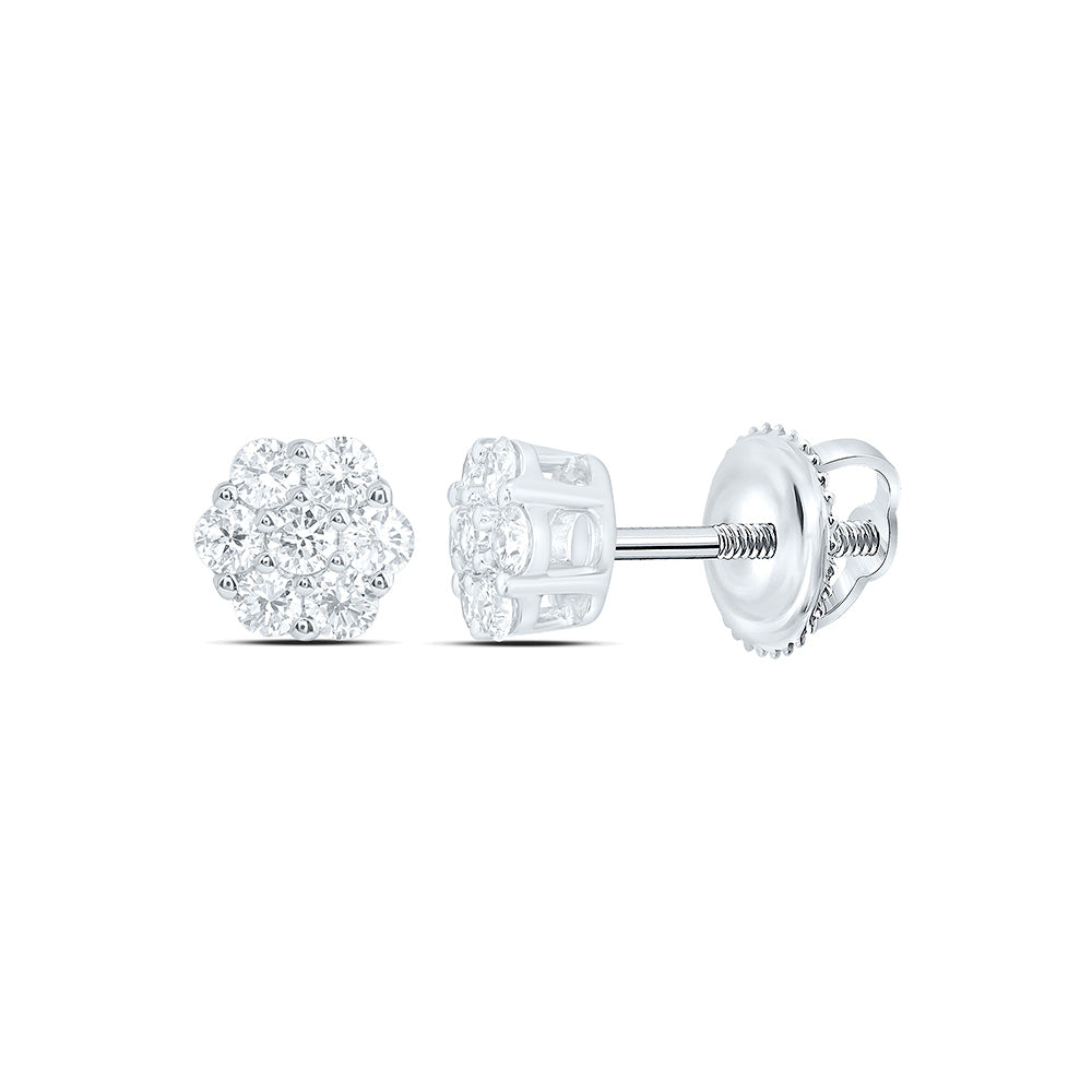 10k White Gold 0.25 CTW Lab Grown Diamond Fashion Flower Stud Earrings