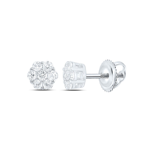 10k White Gold 0.25 CTW Lab Grown Diamond Fashion Flower Stud Earrings